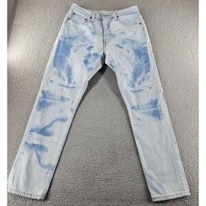 Levis Premium 502 Jeans Mens 29x30 Tapered Leg Jeans Light Wash Bleach Splatter